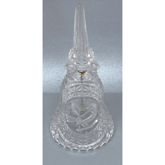 Vintage Hofbauer Byrdes Bird 24% Lead Crystal Clear Glass Bell 7" Germany - Picture 4 of 9